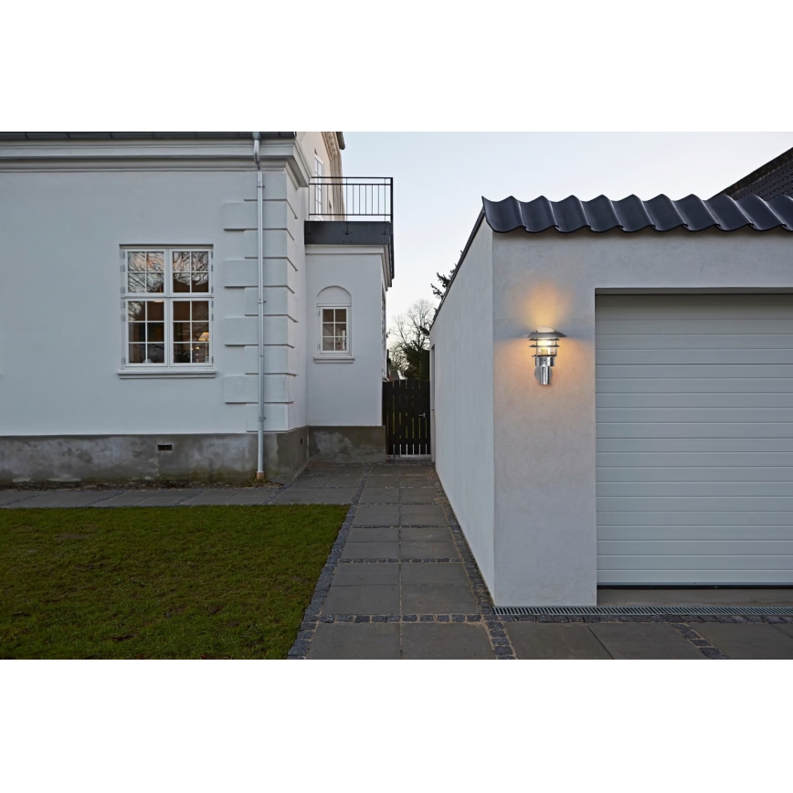 Nordlux - Āra sienas lampa LONSTRUP 1xE27/60W/230V IP44 sudraba