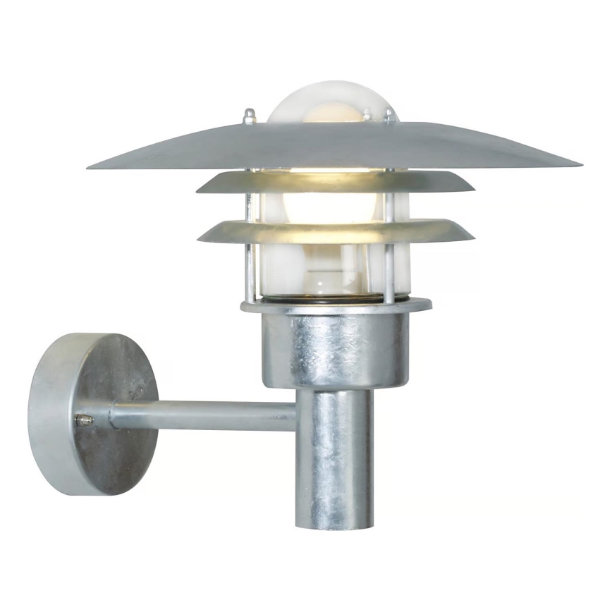 Nordlux - Āra sienas lampa LONSTRUP 1xE27/60W/230V IP44 sudraba