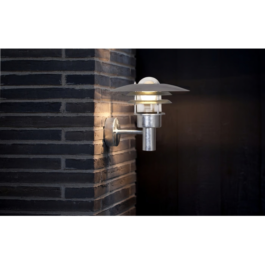 Nordlux - Āra sienas lampa LONSTRUP 1xE27/60W/230V IP44 sudraba