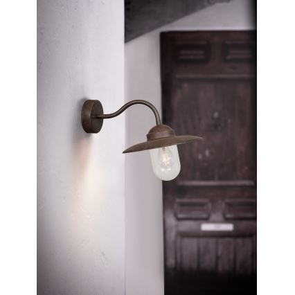 Nordlux - Āra sienas lampa LUXEMBOURG 1xE27/60W/230V IP54 brūna/patina