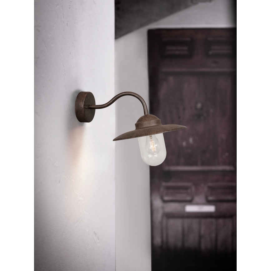 Nordlux - Āra sienas lampa LUXEMBOURG 1xE27/60W/230V IP54 brūna/patina