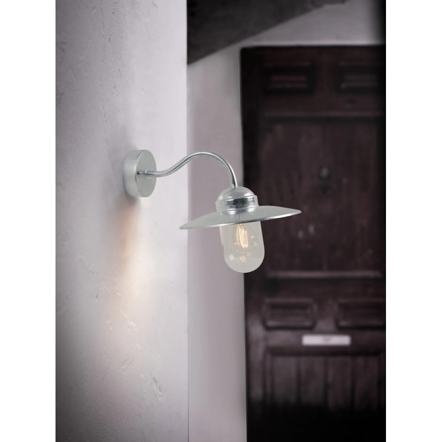 Nordlux - Āra sienas lampa LUXEMBOURG 1xE27/60W/230V IP54 sudraba