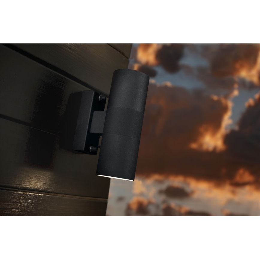 Nordlux - Āra sienas lampa TIN 2xGU10/35W/230V IP54 melna