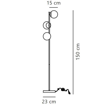 Nordlux - Grīdas stāvlampa LILLY 3xE14/25W/230V melna