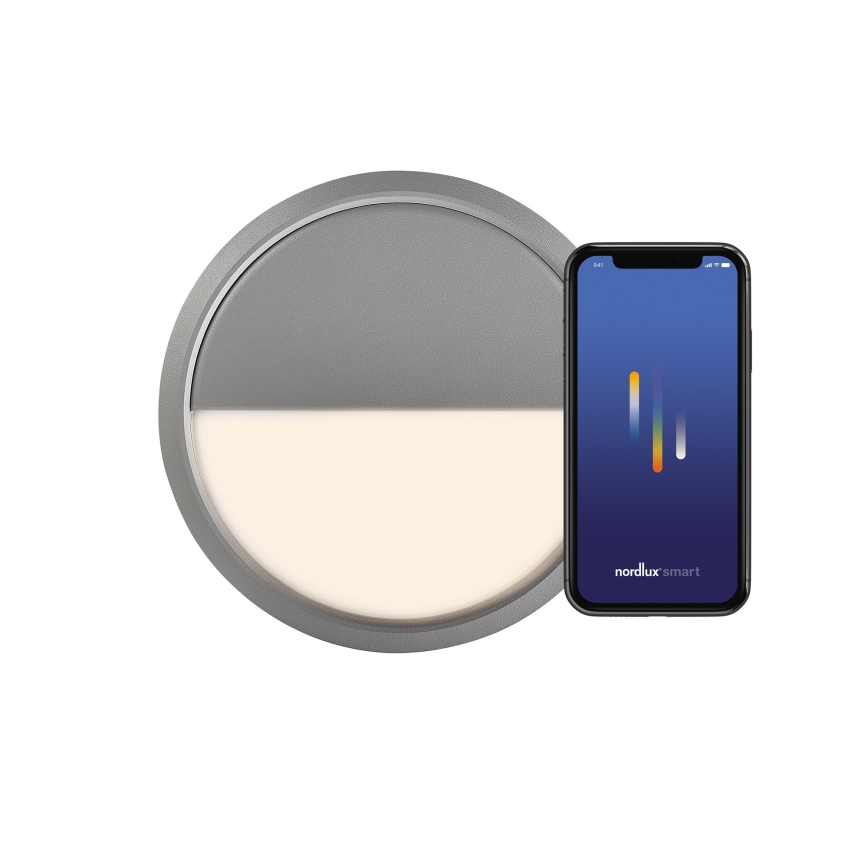 Nordlux - LED Aptumšojama āra sienas lampa AVA SMART LED/9,5W/230V 2700K IP54 pelēka