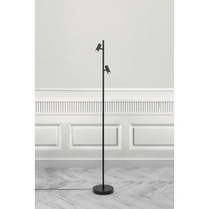 Nordlux - LED Aptumšojama skārienvadāma grīdas stāvlampa OMARI 2xLED/3,2W/230V melna