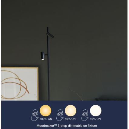 Nordlux - LED Aptumšojama skārienvadāma grīdas stāvlampa OMARI 2xLED/3,2W/230V melna