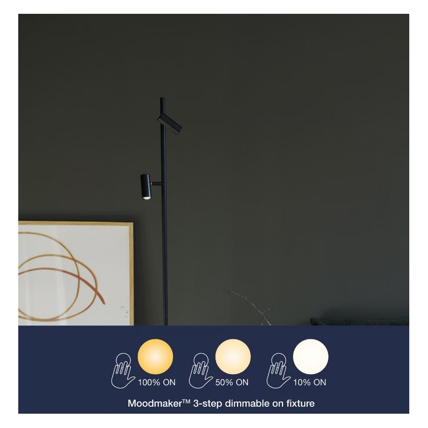 Nordlux - LED Aptumšojama skārienvadāma grīdas stāvlampa OMARI 2xLED/3,2W/230V melna