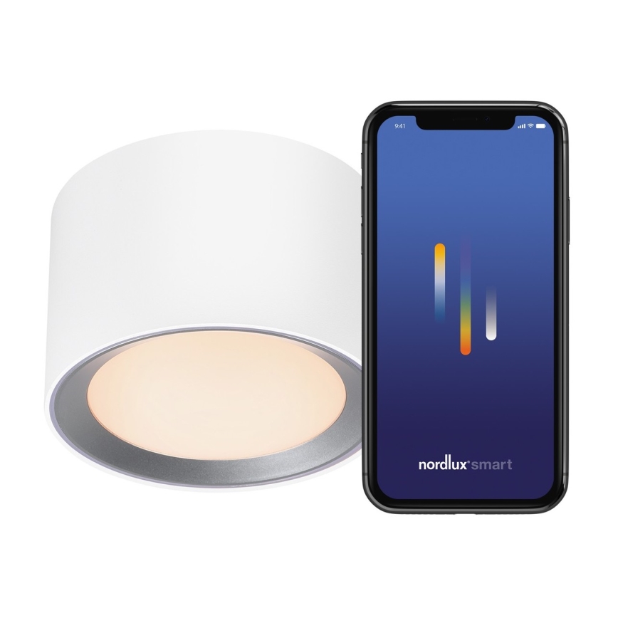 Nordlux -LED Aptumšojams vannas istabas starmetis LANDON SMART LED/8W/230V 2700-6500K IP44 balta
