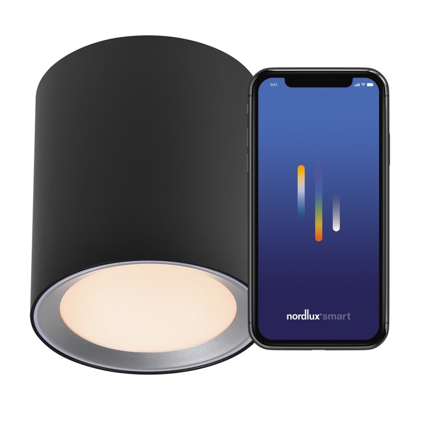 Nordlux - LED Aptumšojama vannas istaba Starmetis LANDON SMART LED/8W/230V 2700-6500K IP44 melna