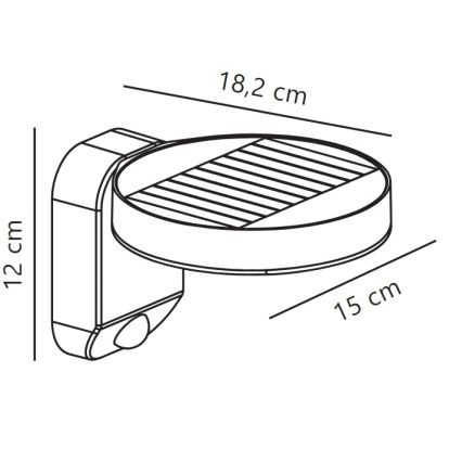 Nordlux - LED Saules enerģijas sienas lampa ar sensoru RICA LED/5W/3,7V IP44 apaļa