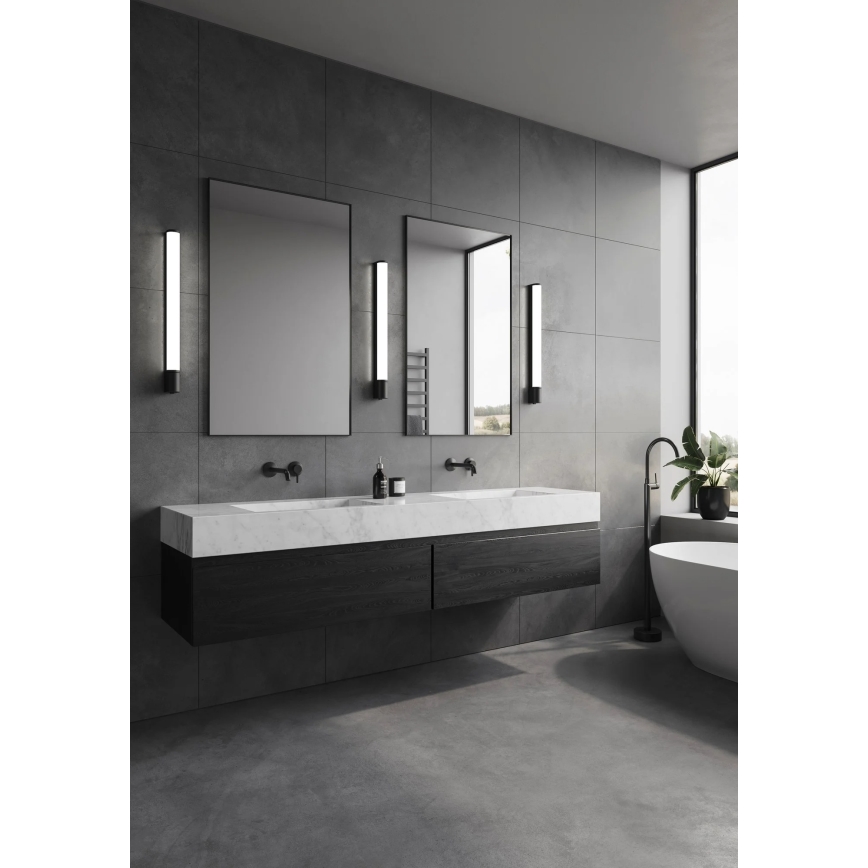 Nordlux - LED vannas istabas spoguļa apgaismojums ar kontaktligzdu MALAIKA LED/15W/230V IP44 68,4cm melns