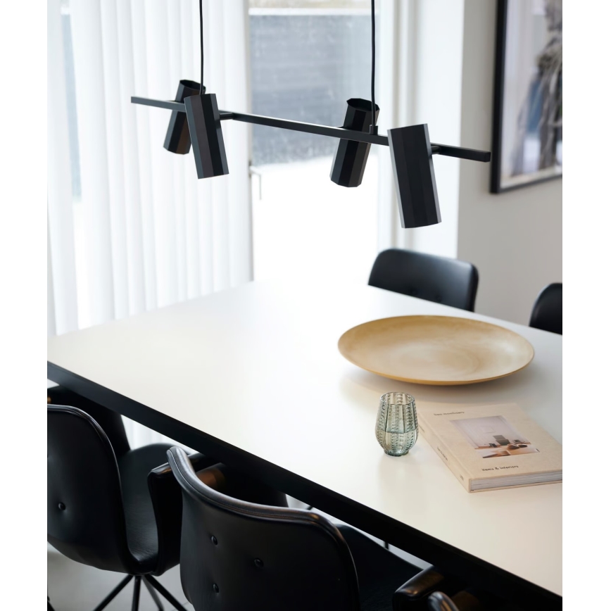 Nordlux - Lustra ar auklu ALANIS 4xGU10/15W/230V melna