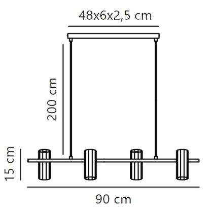 Nordlux - Lustra ar auklu ALANIS 4xGU10/15W/230V melna