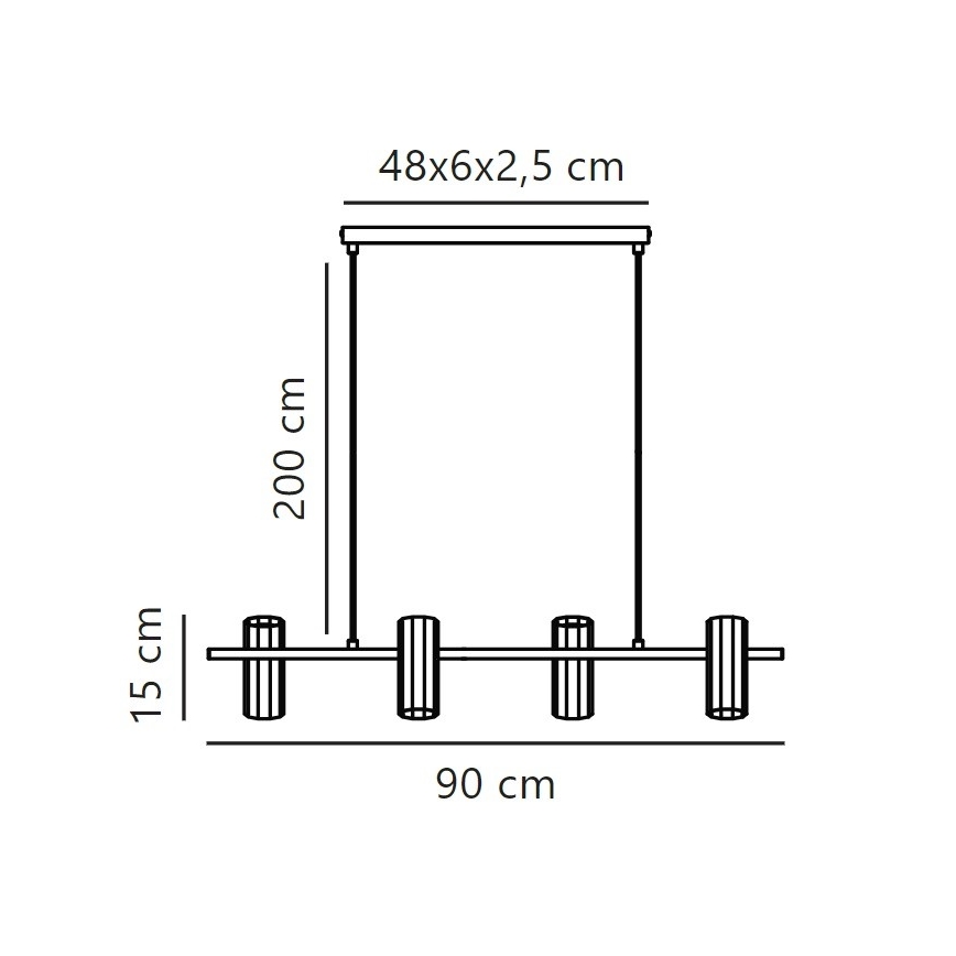 Nordlux - Lustra ar auklu ALANIS 4xGU10/15W/230V melna