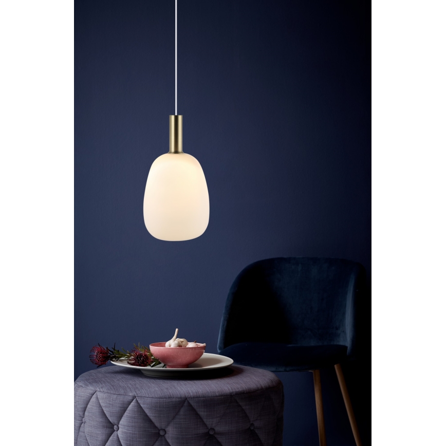 Nordlux - Lustra ar auklu ALTON 1xE27/60W/230V balta/melna/misiņš