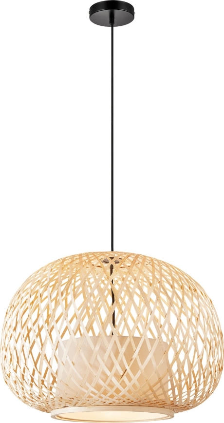 Nordlux - Lustra ar auklu HISOKA 1xE27/40W/230V melna/bambusa