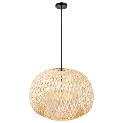 Nordlux - Lustra ar auklu HISOKA 1xE27/40W/230V melna/bambusa