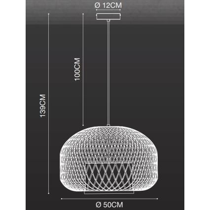 Nordlux - Lustra ar auklu HISOKA 1xE27/40W/230V melna/bambusa