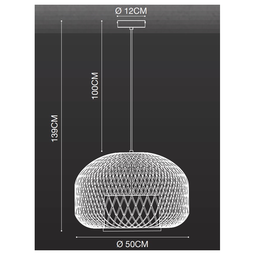 Nordlux - Lustra ar auklu HISOKA 1xE27/40W/230V melna/bambusa