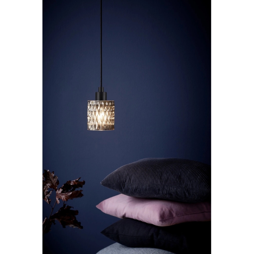 Nordlux - Lustra ar auklu HOLLYWOOD 1xE27/60W/230V dūmakains