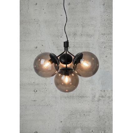 Nordlux - Lustra ar auklu IVONA 4xE27/28W/230V melna