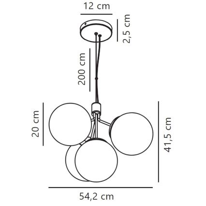 Nordlux - Lustra ar auklu IVONA 4xE27/28W/230V melna