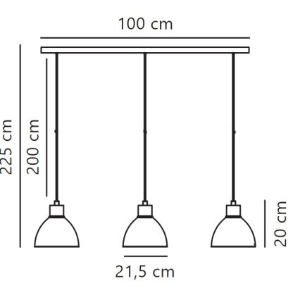 Nordlux - Lustra ar auklu POP 3xE27/40W/230V melna/zelta