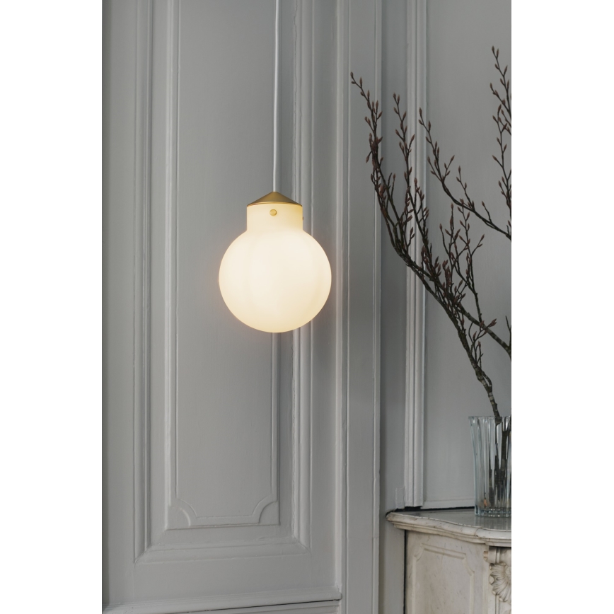 Nordlux - Lustra ar auklu RAITO 1xE27/25W/230V misiņš/balta