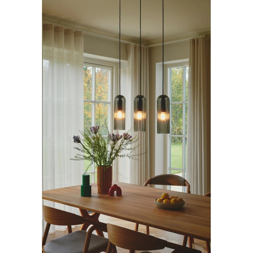 Nordlux - Pakaramais gaismeklis MIELLA 3xE27/25W/230V melns/dūmots