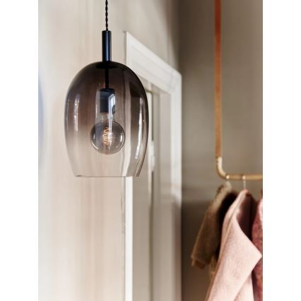 Nordlux - Piekaramā lampa ar kabeli UMA 1xE27/40W/230V Ø 23 cm melna/dūmakaina