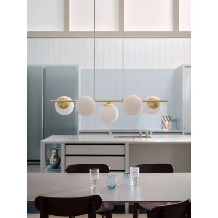Nordlux - Piekaramā lustra LILLY ar trosi 5xE14/10W/230V misiņš