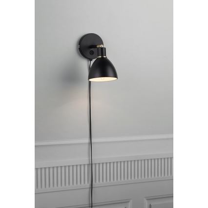 Nordlux - Sienas gaismeklis RAY 1xE14/25W/230V melns