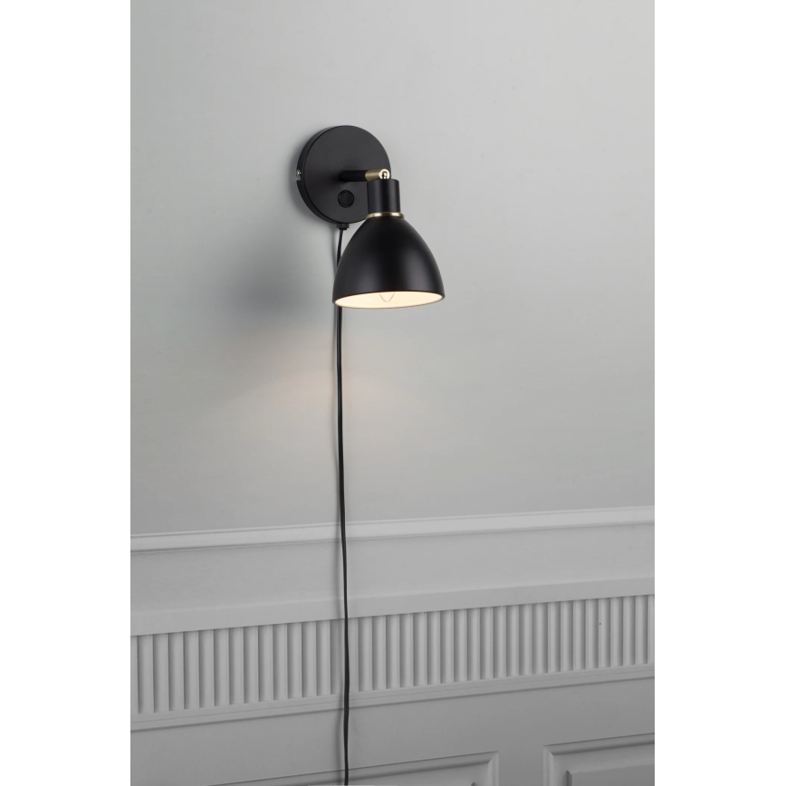 Nordlux - Sienas gaismeklis RAY 1xE14/25W/230V melns