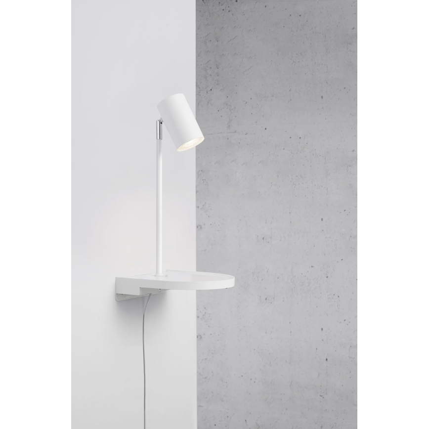 Nordlux - Sienas lampa ar plauktu CODY 1xGU10/15W/230V balta
