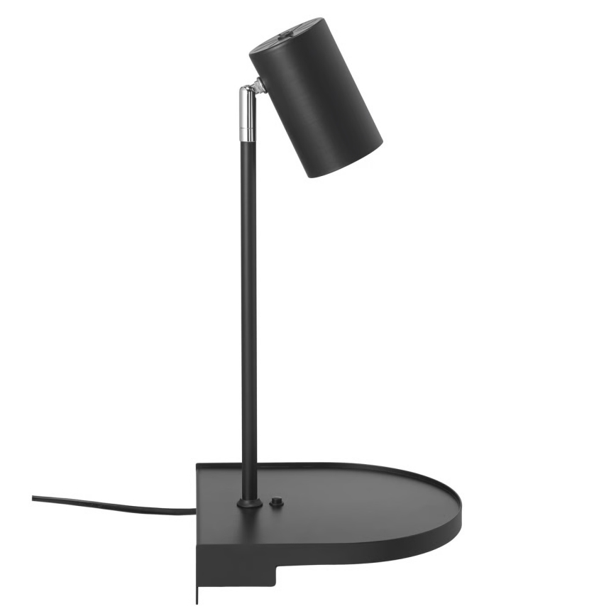 Nordlux - Sienas lampa ar plauktu CODY 1xGU10/15W/230V melna