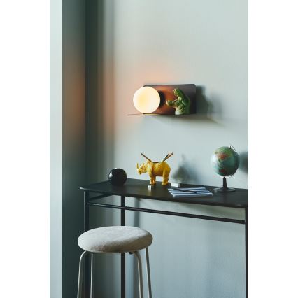 Nordlux - Sienas lampa ar plauktu LILIBETH 1xE14/25W/230V melna
