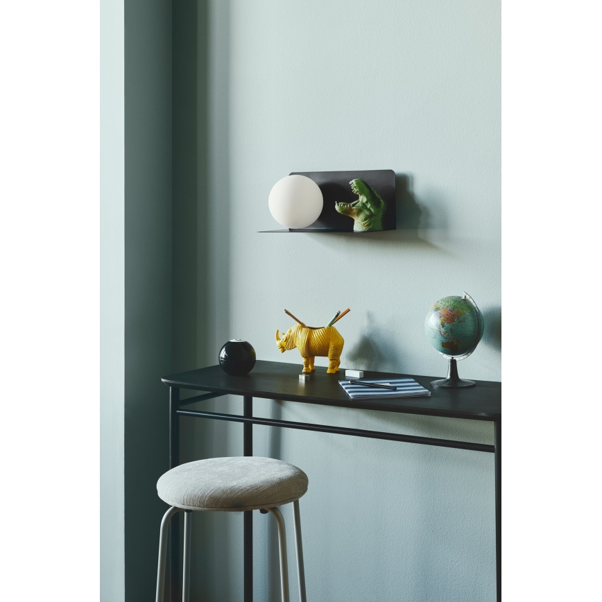 Nordlux - Sienas lampa ar plauktu LILIBETH 1xE14/25W/230V melna