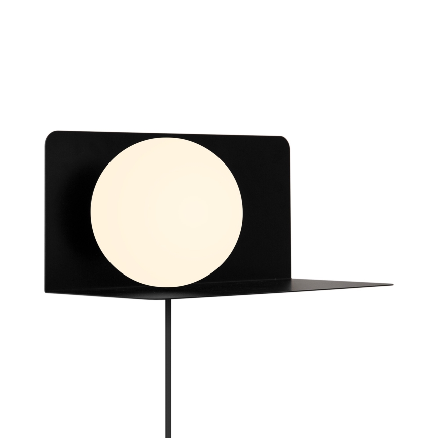 Nordlux - Sienas lampa ar plauktu LILIBETH 1xE14/25W/230V melna