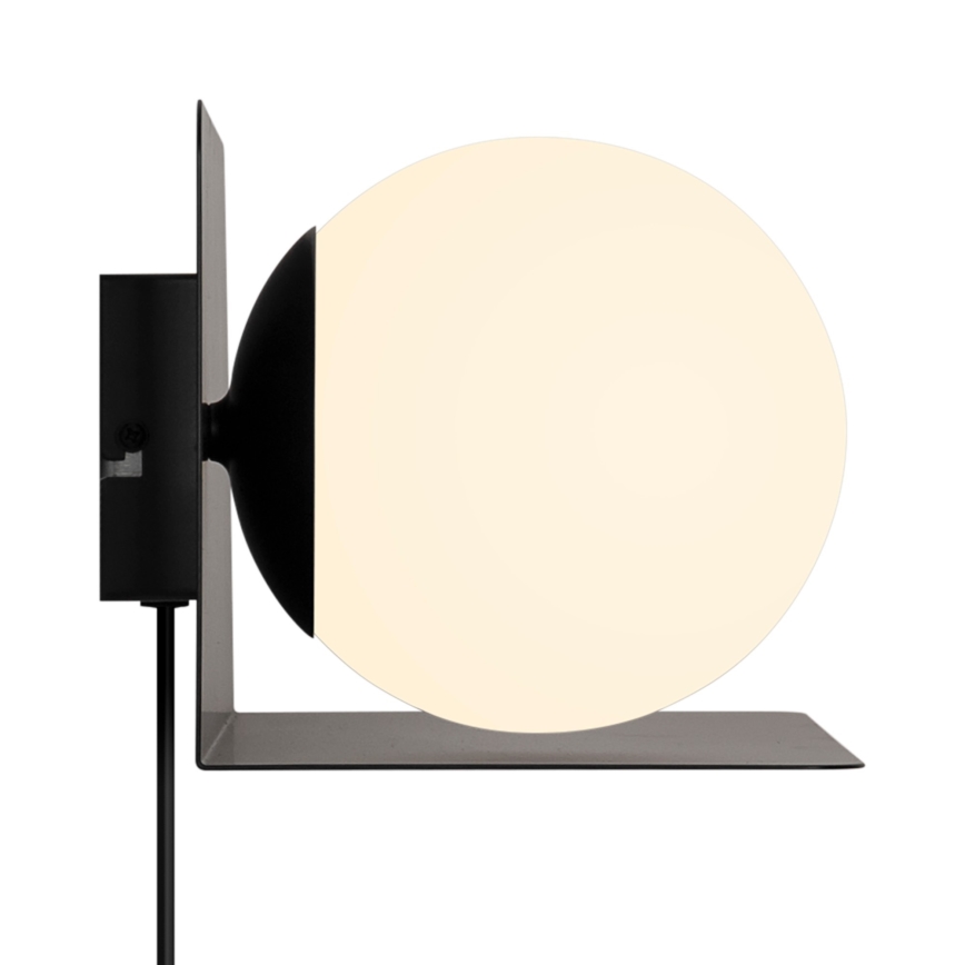Nordlux - Sienas lampa ar plauktu LILIBETH 1xE14/25W/230V melna