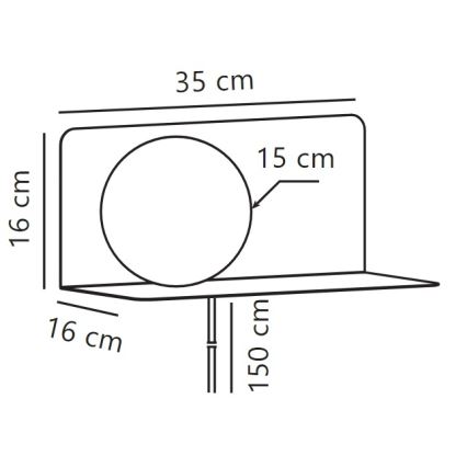 Nordlux - Sienas lampa ar plauktu LILIBETH 1xE14/25W/230V melna