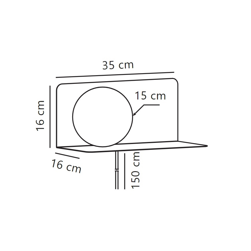 Nordlux - Sienas lampa ar plauktu LILIBETH 1xE14/25W/230V melna