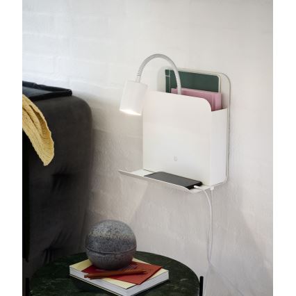 Nordlux - Sienas starmetis ar plauktu un USB ROOMI 1xGU10/8W/230V balta