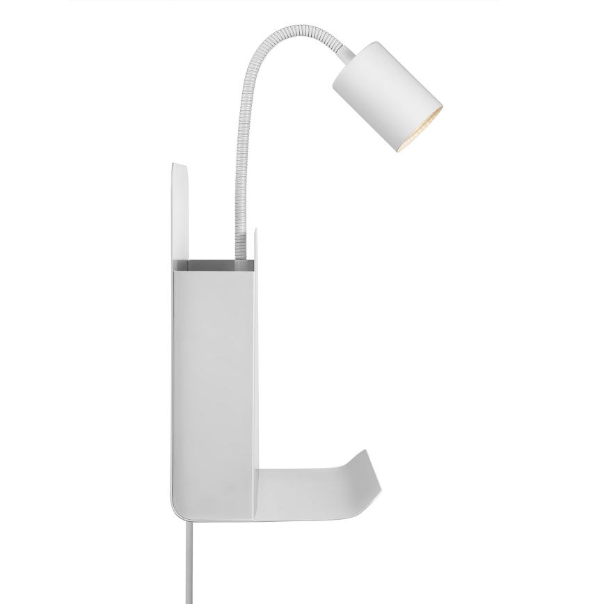 Nordlux - Sienas starmetis ar plauktu un USB ROOMI 1xGU10/8W/230V balta