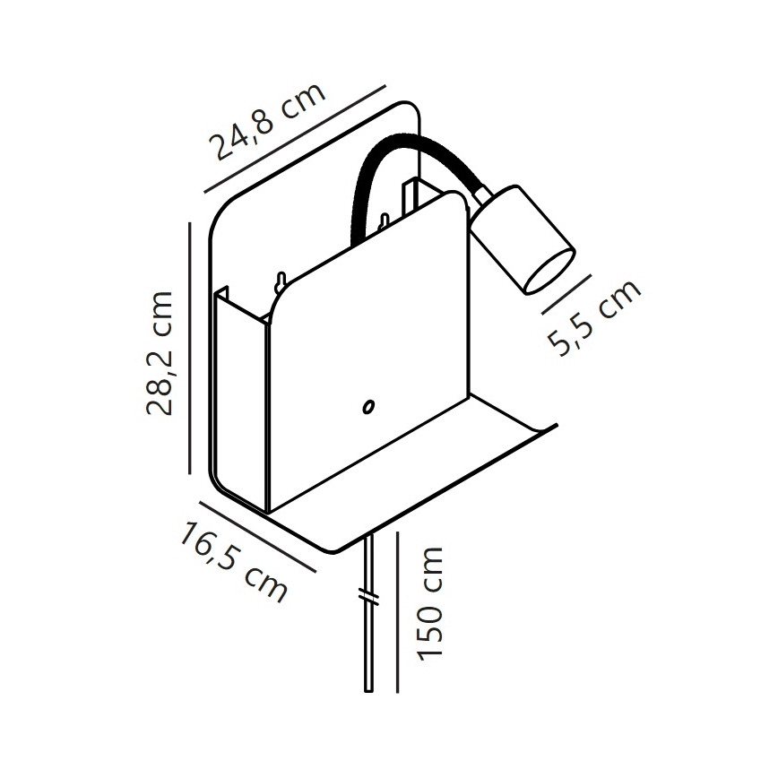 Nordlux - Sienas starmetis ar plauktu un USB ROOMI 1xGU10/8W/230V balta