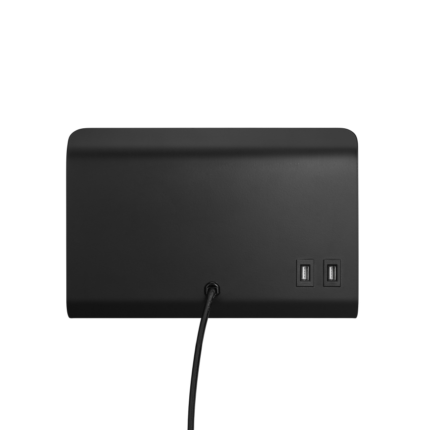 Nordlux - Sienas starmetis ar plauktu un USB ROOMI 1xGU10/8W/230V melna
