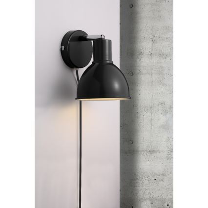 Nordlux - Sienas starmetis POP 1xE27/18W/230V melna/spīdīgi hromēts