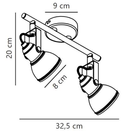 Nordlux - Starmetis ASLAK 2xGU10/35W/230V melna