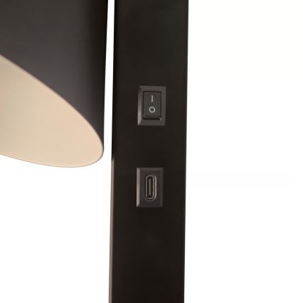 Nordlux - WILMER sienas lampa ar USB 1xE14/40W/230V, melna