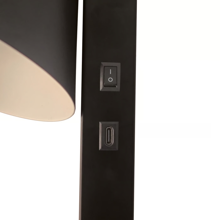 Nordlux - WILMER sienas lampa ar USB 1xE14/40W/230V, melna